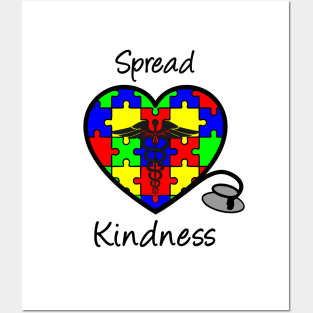 Autism Awareness Spread Kindness Nurse Heart Posters and Art